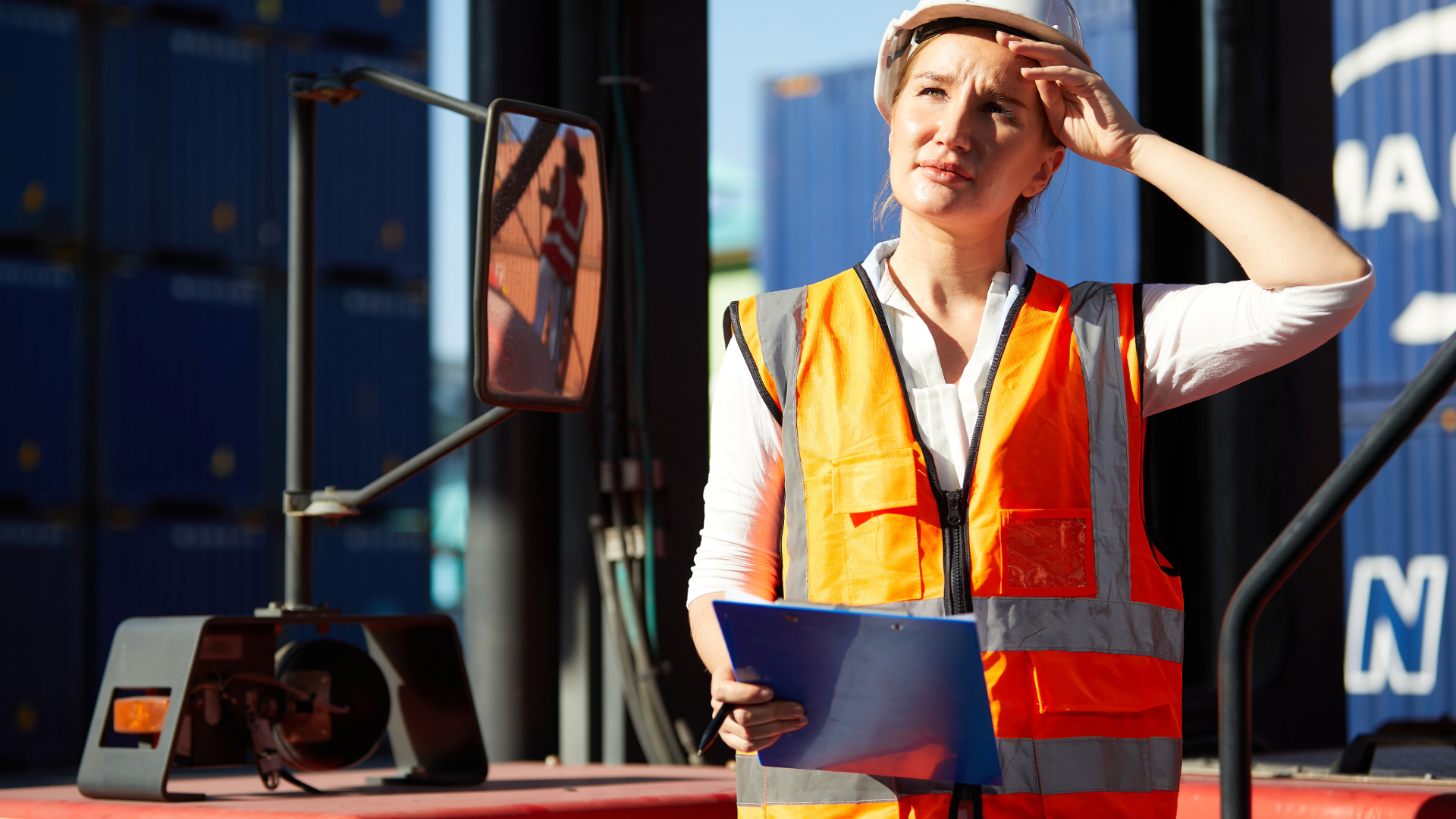 Stock photo of worker in hot area
