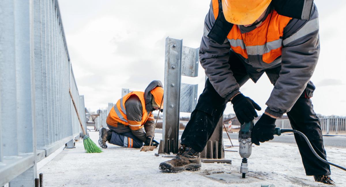 Stock Photo construction in winter